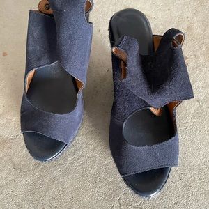 Zara Navy suede wedges